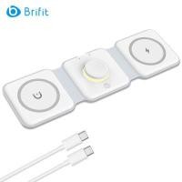 ราคา เวอร์ชันอัพเกรด Brifit 3 ใน 1 เครื่องชาร์จไร้สายแบบพับได้แผ่นชาร์จแบบไร้สายแม่เหล็กที่เข้ากันได้กับ iPhone 14 pro max plus 13 12 Apple Watch Airpods Pro White พร้อมแสงกลางคืน (19185241526)