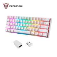 ราคา Motospeed SK62 BT ไร้สายแป้นพิมพ์เชิงกลสำหรับเล่นเกม61ปุ่มสวิตช์แบ็คไลท์ RGB สีฟ้า มาโครสวิทช์สีแดงไดรฟ์สำหรับโน๊ตบุ๊กพีซี (19431925004)