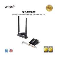 ราคา ASUS PCE AX58BT AX3000 Dual Band PCI E WiFi 6 802 11ax Adapter with 2 external antennas Supporting 160MHz Bluetooth 5 0 WPA3 network security OFDMA and MU MIMO (18954746623)