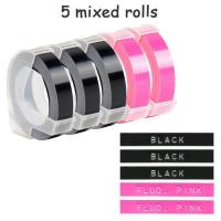 ราคา 5ชิ้นเข้ากันได้กับเทปที่มีสีสัน Dymo 3D เทปฉลากเครื่องพิมพ์ฉลากลายนูน9มม สำหรับ Motex Dymo 1610 1880เครื่องพิมพ์ฉลาก (15512147035)