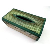 ราคา กล่องใส่ทิชชู่ เสื่อกก ผ้าไหม ลายไทย ลายช้าง แบบมีทรง Reed Tissue Box (19472478951)