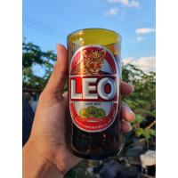 ราคา แก้วตัดจากขวด LEO ติดสติ๊กเกอร์กันน้ำให้เรียบร้อย (19482057525)