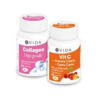 ราคา Booster Set Vida Collagen Dipeptide 60 Capsules x Vida Vit C Acerola Cherry CamuCamu 60 Capsules (19363302098)