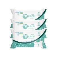 ราคา V care วีแคร์ ผ้าเปียกสูตรแอนตี้แบคทีเรีย 50 แผ่น โปรยกแพ็ค 3 ห่อ (7475587167)