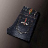 ราคา กางเกงยีนส์เนื้อบางปัก Guccis สำหรับผู้ชายกางเกงผ้ายืดใหม่ (18479460080)