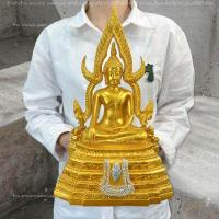 ราคา พระพุทธชินราช พระพุทธรูปพระบูชา ผ่านพิธีปลุกเสกแล้ว พระพุทธรูปขนาดหน้าตัก5นิ้ว สูง32ซม สีน้ำทอง ประดับเพชร สีทองเก่า (16186384766)