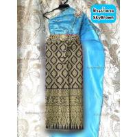 ราคา ชุดไทยเด็ก 1 12ขวบ สไบลูกไม้2ชั้น ผ้าถุงพิมพ์ทอง (18867992850)