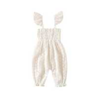 ราคา ชุดรอมเปอร์แบบลำลองสำหรับเด็กผู้หญิงพิมพ์ลายเดรสแขนลูกไม้สำหรับเด็กชุดจั๊มสูทฤดูร้อนสำหรับเด็กทารกพิมพ์ลายจุด โดนัท ลายดอกไม้ (19411679402)