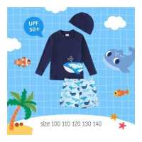 ราคา Uwae ชุดว่ายน้ำเด็ก ชุดว่ายน้ำเด็กชายกันยูวี Navy Whale รุ่น UV333 (19687662831)