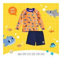 ราคา Uwae ชุดว่ายน้ำเด็ก ชุดว่ายน้ำเด็กชายกันยูวี Orange Sharky รุ่น UV334 (19687446970)