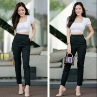 ราคา กางเกงทำงานผ้าซาตินผ้าโรเชฟสีดำใส่ทำงาน (12270215079)