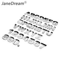 ราคา JaneDream 1PC DIY 3D Metallicสติกเกอร์ตัวอักษรตราติดรถป้ายเงินDecal A Zและ0 9 (632146287)