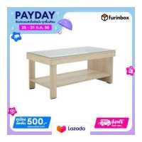 ราคา Furinbox โต๊ะกลางกระจก รุ่นแชมป์ ขนาด 80 ซม สีไลท์ วู้ด (19553263769)