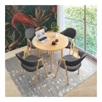 ราคา BAOSHAN ชุดโต๊ะเก้าอี้ ชุดโต๊ะอาหารพร้อมเก้าอี้ 4 ตัว โต๊ะทานข้าว โต๊ะทานกาแฟ โต๊ะทรงโค้งมน ขาตั้งฮาร์ดแวร์ วัสดุแข็งแกร่ง รับประกันคุณภพ (9069877279)