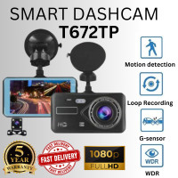 ราคา กล้องติดรถยนต์ Dashcam T672TP ระบบสัมผัส Car Camสองเลน Dash Cam Vehicle Video Full HD (19278207673)