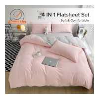 ราคา Dansunreve 4IN1 Flatsheet Set Plain Flat Sheet Duvet Cover Pillowcase Skin friendly Macaron Color Bedding Set (19413092472)