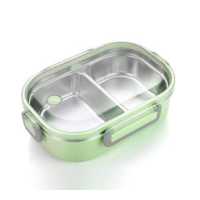 ราคา กล่องข้าวสแตนเลสเคลือบ เก็บอุณหภูมิ สแตนเลส กล่องใส่อาหาร Bento กล่องข้าวไมโครเวฟ 2ช่อง มีฝาล็อคแน่น ด้านในเป็นสแตนเลส กล่องข้าว (17595994525)