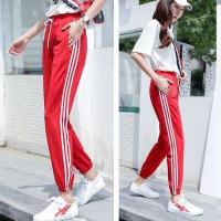 ราคา S 3XL กางเกงวอร์มแฟชั่น ผู้หญิง ขาจั๊ม สีเขียวขาปล่อย ไม่จั๊ม แต่งแถบข้างสีขาวสามแถบ มี 3 สี 4010 (452076778)