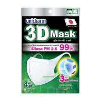 ราคา HomePro หน้ากากอนามัย 3D Unicharm ADULT Size L สีขาว แพ็ค 4 ชิ้น แบรนด์ UNICHARM (18853819497)