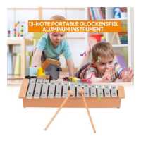 ราคา ammoon 13โน้ต Glockenspiel เปียโนไซโลโฟนเครื่องมือเครื่องดนตรีเพอร์คัสชั่นพร้อมแท่งไม้ (19360818468)