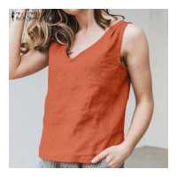 ราคา จัดส่งฟรี Esolo ZANZEA Muslimah ผู้หญิงมุสลิมผ้าฝ้ายลินินแขนกุดเสื้อยืดหนึ่งตัวถังขนาดบวกฤดูร้อน Cami เสื้อกั๊ก 16 (15600099221)