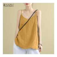 ราคา Esolo ZANZEA Muslimah ผู้หญิงมุสลิมแขนกุดคอกลมลื่นเสื้อกล้าม Camisole ชายหาดเสื้อท็อปส์ซู (14055764298)