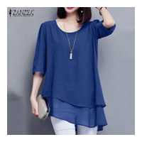 ราคา จัดส่งฟรี Esolo ZANZEA Muslimah เสื้อแขนกลางผู้หญิง เสื้อแฟชั่นผญ ลุคชิวๆ (15600087349)