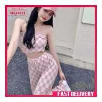 ราคา Imixcity ชุดสูท2ชิ้นสำหรับผู้หญิง ชุดครอปครึ่งตัวลายสก๊อตชุดลำลองฤดูร้อนกางเกงขาม้าอัดพลีท (17953473416)