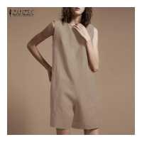 ราคา ลดราคาเคลียร์สต๊อก Rขาจั๊มสูทแขนกุดทรงหลวมสไตล์โบฮีเมียนคาร์โก้ ZANZEA ผู้หญิงวินเทจสีทึบสำหรับเดินทาง 8 (18037945151)