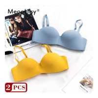 ราคา 2Pieces Pack MeooLiisy Strapless Thin cup Seamless Bra Women Non Slip Wireless Wireless Girl Plain Underwear A B (19842402453)