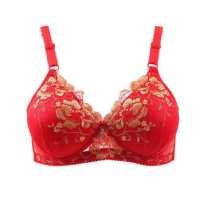 ราคา MeooLiisy Plus Size Bra for Women Thin Cup Sexy Embroidery Flower Underwear Push Up No Wire Lingerie Red Girl Low Cut Brassiere (12196084223)