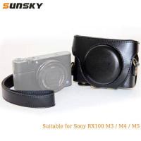 ราคา กระเป๋าเคสกล้องหนัง PU สไตล์ย้อนยุค พร้อมสายสำหรับ Sony RX100 M3 M4 M5 (13526219004)