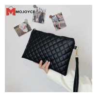 ราคา MOJOYCE กระเป๋าทรงซองจดหมายปักลายตารางเพชร กระเป๋าถือหนัง PU ใช้งานได้หลากหลายโอกาส (13812967824)