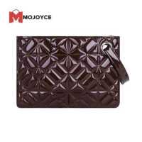 ราคา MOJOYCE ผู้หญิง PU สิทธิบัตรหนังซองกระเป๋าสีทึบซิปหรูหรากระเป๋าคลัทช์ (15622536167)