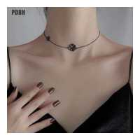 ราคา PDBH สร้อยคอ Camellia เกาหลี สร้อยคอโกธิคสีดำกุหลาบสร้อยคอแบบสั้นสร้อยคอ (18511639176)