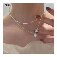 ราคา PDBH Fashion Store สร้อยคอจี้รูปหัวใจมูนสโตน สร้อยคอสีเงินหรูหราทันสมัยโซ่ไหปลาร้า (17766641216)
