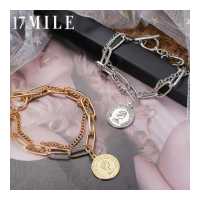 ราคา 17 Mile เกาหลีเงินสีกำไลโซ่ข้อมือสำหรับผู้หญิงหลายชั้นเหรียญหัวใจกำไลข้อมือ Unisex ของขวัญเครื่องประดับ (7846559617)