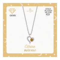 ราคา A CEMI Citrine November Birthstone Necklace พลอยแท้ ซิทริน สร้อยคอพลอยแท้ ซิทริน ต่างหูเงินแท้ ชุบทอง 18K (7121322424)