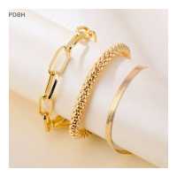 ราคา PDBH Fashion Store ชุดกำไลข้อมือ3ชิ้นแฟชั่นสายโซ่หนาแบบแฟลชเซ็ตสำหรับผู้หญิงสร้อยข้อมือเงินโซ่ทองงูแนววินเทจชุดเครื่องประดับแนวพังก์ (19514665864)