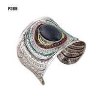 ราคา PDBH Fashion Store Bohemian Vintage Tibetan Silver Turquoise Women Charm Cuff Bangle Bracelets (16003443728)