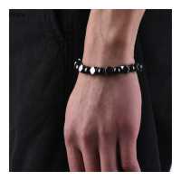 ราคา PDBH Fashion Store เครื่องประดับกำไลอุปกรณ์ดูแลสุขภาพสำหรับผู้ชาย กำไลข้อมือฮีมาไทต์แม่เหล็กลูกปัดสีดำ (19768920543)