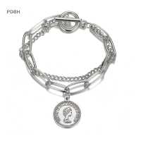 ราคา PDBH Fashion Store สร้อยข้อมือโซ่เรียบง่ายวินเทจ ลดกระหน่ำจี้ทรงกลมบรเซลแบบหัวเข็มขัด OT สองชั้นมีเอกลักษณ์เฉพาะสำหรับผู้หญิงหญิงสาว (19685426512)