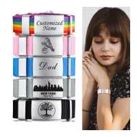 ราคา Vnox ปรับนาฬิกาสายผ้าสายรัดข้อมือผู้หญิงผู้ชายกำไลข้อมือ Charm ส่วนบุคคลแกะสลักอักษรที่กำหนดเองชื่อไอดีสำหรับเธอของเขา (19830752465)