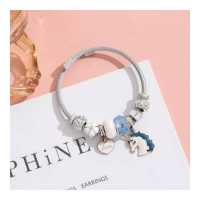 ราคา XIAOBOACC สแตนเลสเสน่ห์สร้อยข้อมือสำหรับผู้หญิงแฟชั่นยูนิคอร์นรักจี้คริสตัลลูกปัดกำไลข้อมือเครื่องประดับ (16459687941)