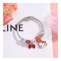 ราคา XiaoboACC กำไลข้อมือแบบเปิดเงินสแตนเลสกำไลข้อมือลูกปัดการ์ตูนแมวคิตตี้เพชรแฟชั่นสำหรับผู้หญิง (19514945350)
