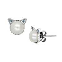 ราคา A CEMI Kitten Pearl Earring มุกแท้ ต่างหูมุกแท้ ต่างหูเงินแท้ ชุบทอง 18K (7485280775)