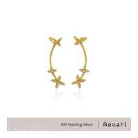 ราคา Aevari Flying Butterfly Cuff Earrings Sterling Silver 925 with White CZ and 18K Gold Plated (10915310659)