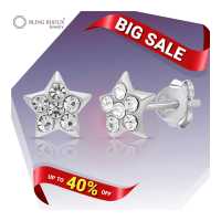 ราคา Bling Bijoux ต่างหูเงินแท้ รูปดาว ตกแต่งด้วย คริสตัล (9788543490)