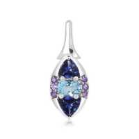ราคา CHRISHA จี้เงินแท้ 925 SILVER PENDANT WITH BLUE TOPAZ AND AMETHYST AND IOLITE ที่ส่องประกายแวววาว และ เคลือบด้วยทองคำขาว (16894486850)