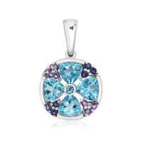 ราคา CHRISHA จี้เงินแท้ 925 SILVER PENDANT WITH BLUE TOPAZ AND AMETHYST AND IOLITE ที่ส่องประกายแวววาว และ เคลือบด้วยทองคำขาว (16894648788)